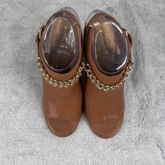 Coach Leanna Soft Milled LHTR Womens Slingback 8.5B Saddle Heeled Sandals A7842 - Picture 6 of 14